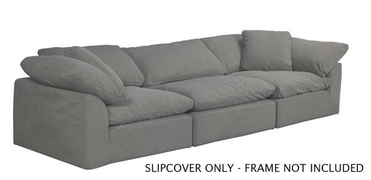 Sunset Trading Contemporary Puff Collection Slipcover Only for 3PC 132in Sectional Sofa Performance Fabric Washable Water-Resistant Stain-Proof Modular Couch Fitted Slip Covers Gray - SU-1458SC-94-2C-1A veiw 1