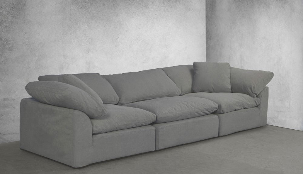 Sunset Trading Contemporary Puff Collection Slipcover Only for 3PC 132in Sectional Sofa Performance Fabric Washable Water-Resistant Stain-Proof Modular Couch Fitted Slip Covers Gray - SU-1458SC-94-2C-1A veiw 3