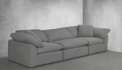 Sunset Trading Contemporary Puff Collection Slipcover Only for 3PC 132in Sectional Sofa Performance Fabric Washable Water-Resistant Stain-Proof Modular Couch Fitted Slip Covers Gray - SU-1458SC-94-2C-1A veiw 3