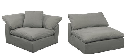 Sunset Trading Contemporary Puff Collection Slipcover Only for 3PC 132in Sectional Sofa Performance Fabric Washable Water-Resistant Stain-Proof Modular Couch Fitted Slip Covers Gray - SU-1458SC-94-2C-1A veiw 4
