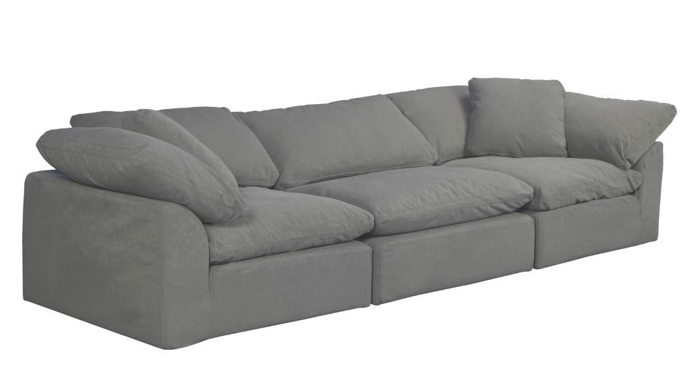Sunset Trading Contemporary Puff Collection Slipcover Only for 3PC 132in Sectional Sofa Performance Fabric Washable Water-Resistant Stain-Proof Modular Couch Fitted Slip Covers Gray - SU-1458SC-94-2C-1A veiw 5