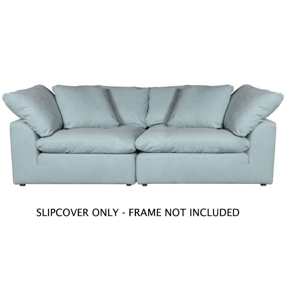 Sunset Trading Contemporary Puff Collection Slipcover Only for 2PC 88in Sectional Sofa Performance Fabric Washable Water-Resistant Stain-Proof Two 44in Square Modular Couch Corner Wedge Covers Ocean Blue - SU-1458SC-43-2C veiw 1