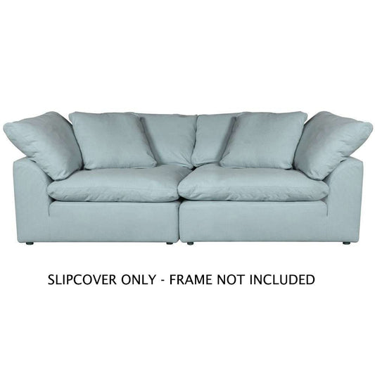 Sunset Trading Contemporary Puff Collection Slipcover Only for 2PC 88in Sectional Sofa Performance Fabric Washable Water-Resistant Stain-Proof Two 44in Square Modular Couch Corner Wedge Covers Ocean Blue - SU-1458SC-43-2C veiw 1