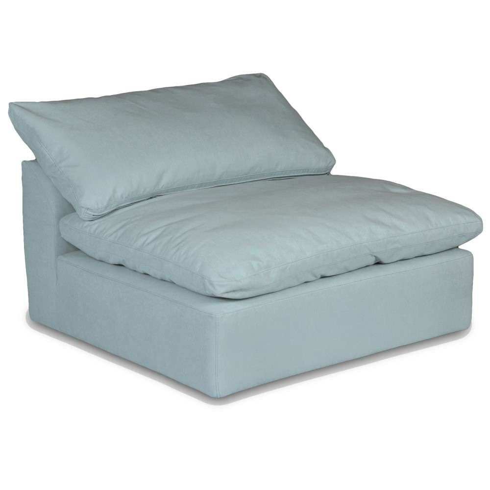 Sunset Trading Contemporary Puff Collection 44in Square Slipcovered Armless Chair Modular Sofa Sectional Performance Fabric Washable Water-Resistant Stain-Proof Deep-Seating Down-Filled Couch Ocean Blue - SU-145837-391043 veiw 1