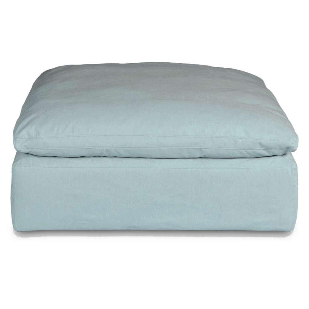 Sunset Trading Contemporary Puff Collection 44in Square Slipcovered Sectional Modular Ottoman Performance Fabric Washable Water-Resistant Stain-Proof Oversized Down Filled Large Sofa Footrest Ocean Blue - SU-145830-391043 veiw 1