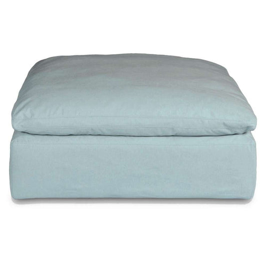 Sunset Trading Contemporary Puff Collection 44in Square Slipcovered Sectional Modular Ottoman Performance Fabric Washable Water-Resistant Stain-Proof Oversized Down Filled Large Sofa Footrest Ocean Blue - SU-145830-391043 veiw 1