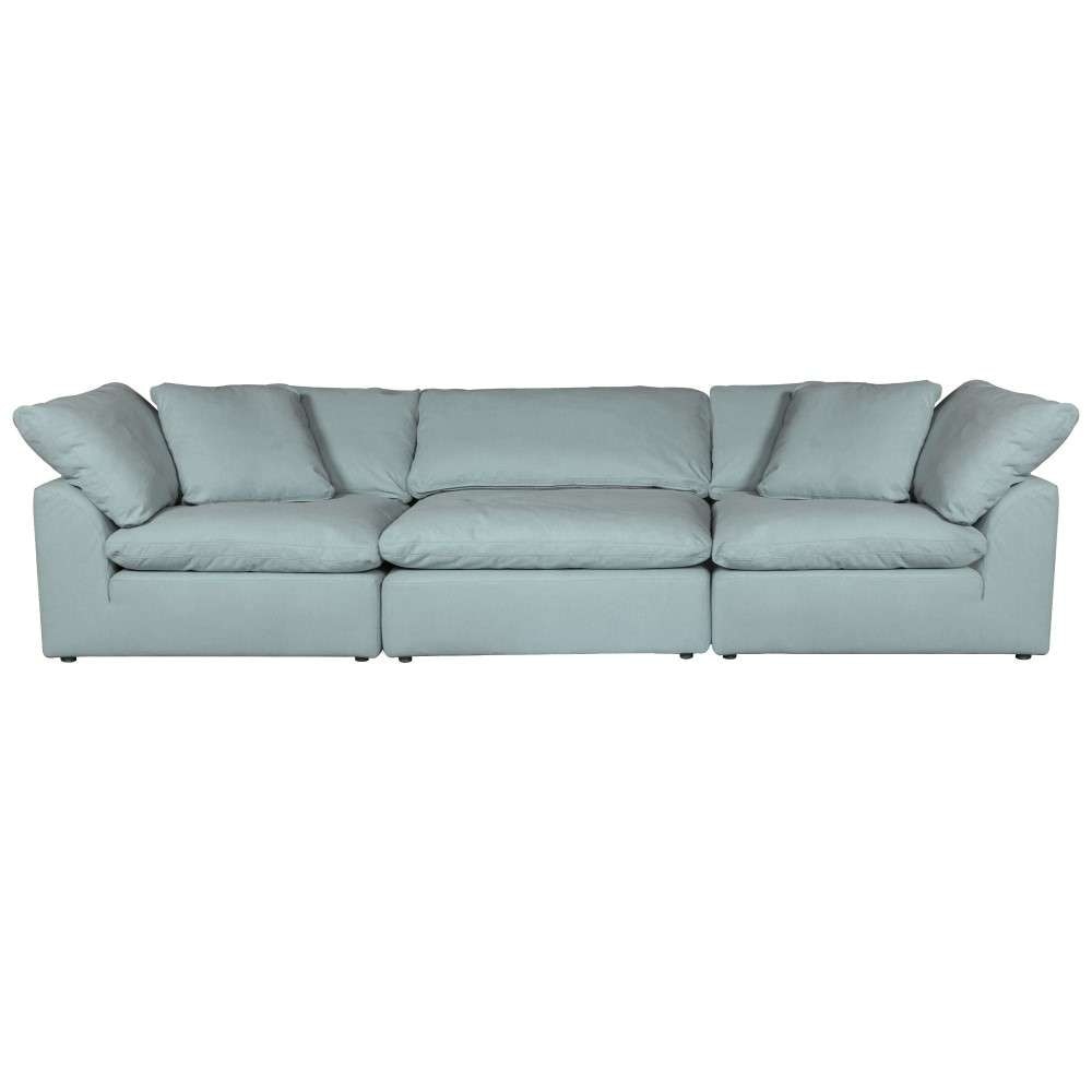 Sunset Trading Contemporary Puff Collection 3PC Slipcovered Modular Sectional Sofa Performance Fabric Washable Water-Resistant Stain-Proof 132in Deep-Seating Down-Filled Couch Ocean Blue - SU-1458-43-2C-1A veiw 1