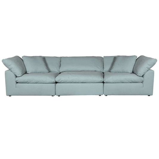 Sunset Trading Contemporary Puff Collection 3PC Slipcovered Modular Sectional Sofa Performance Fabric Washable Water-Resistant Stain-Proof 132in Deep-Seating Down-Filled Couch Ocean Blue - SU-1458-43-2C-1A veiw 1