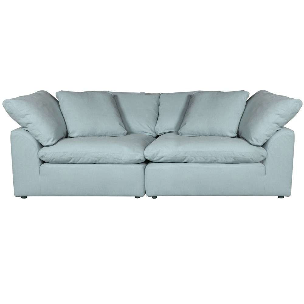 Sunset Trading Contemporary Puff Collection 2PC Slipcovered Modular Sectional Sofa Performance Fabric Washable Water-Resistant Stain-Proof 88in Deep-Seating Down-Filled Couch Ocean Blue - SU-1458-43-2C veiw 1