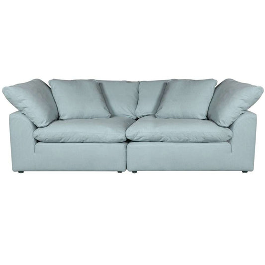 Sunset Trading Contemporary Puff Collection 2PC Slipcovered Modular Sectional Sofa Performance Fabric Washable Water-Resistant Stain-Proof 88in Deep-Seating Down-Filled Couch Ocean Blue - SU-1458-43-2C veiw 1