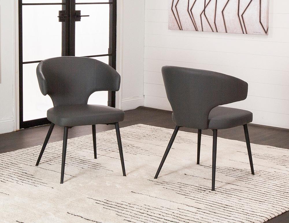 Sunset Trading - Corin Faux Leather Upholstered Dining Chairs (Set of 2) - Charcoal Grey/Matte Black Legs - CR-ND084-09-2 veiw 1