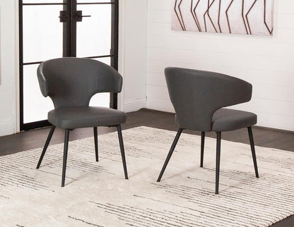 Sunset Trading - Corin Faux Leather Upholstered Dining Chairs (Set of 2) - Charcoal Grey/Matte Black Legs - CR-ND084-09-2 veiw 1