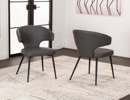Sunset Trading - Corin Faux Leather Upholstered Dining Chairs (Set of 2) - Charcoal Grey/Matte Black Legs - CR-ND084-09-2 veiw 1