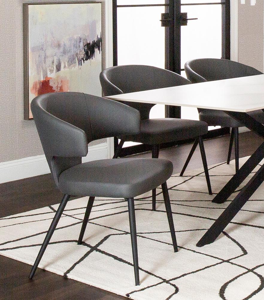 Sunset Trading - Corin Faux Leather Upholstered Dining Chairs (Set of 2) - Charcoal Grey/Matte Black Legs - CR-ND084-09-2 veiw 3