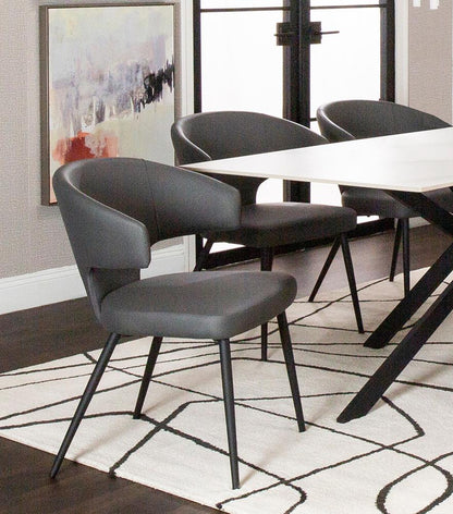 Sunset Trading - Corin Faux Leather Upholstered Dining Chairs (Set of 2) - Charcoal Grey/Matte Black Legs - CR-ND084-09-2 veiw 3