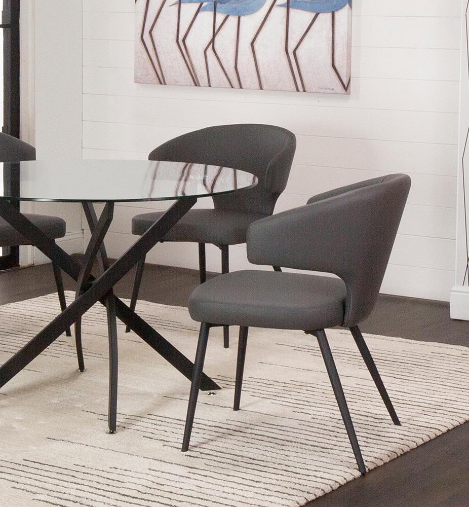 Sunset Trading - Corin Faux Leather Upholstered Dining Chairs (Set of 2) - Charcoal Grey/Matte Black Legs - CR-ND084-09-2 veiw 4