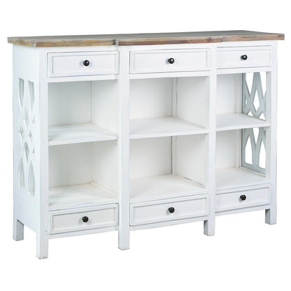 Sunset Trading - Cottage 59in Lattice Display Console  - Whitewash | Driftwood Brown - CC-CAB1755TLD-WWDW veiw 1