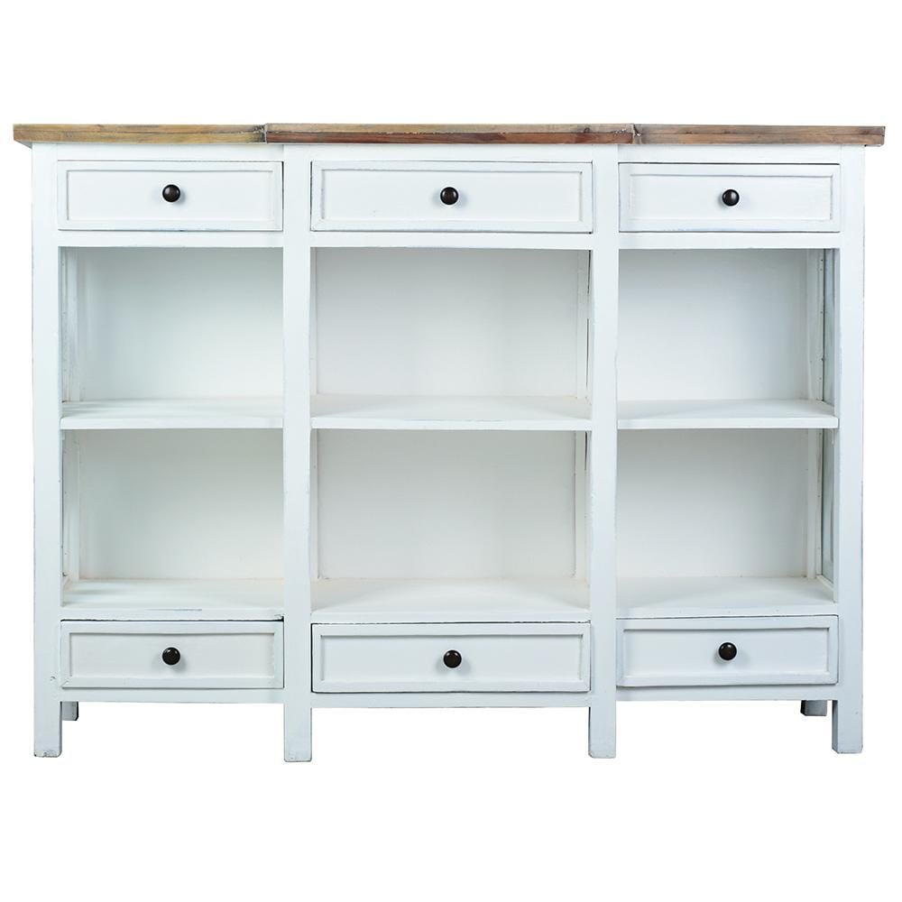 Sunset Trading - Cottage 59in Lattice Display Console  - Whitewash | Driftwood Brown - CC-CAB1755TLD-WWDW veiw 3