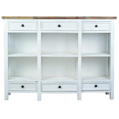 Sunset Trading - Cottage 59in Lattice Display Console  - Whitewash | Driftwood Brown - CC-CAB1755TLD-WWDW veiw 3