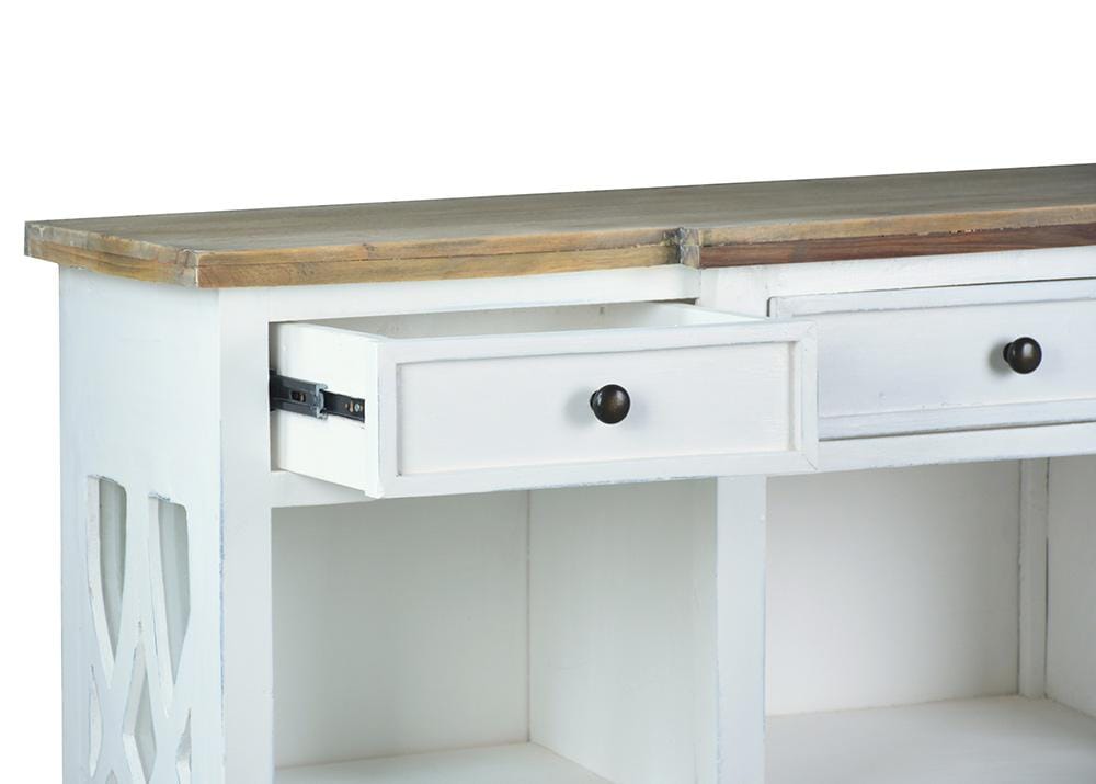 Sunset Trading - Cottage 59in Lattice Display Console  - Whitewash | Driftwood Brown - CC-CAB1755TLD-WWDW veiw 4