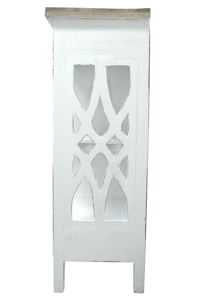 Sunset Trading - Cottage 59in Lattice Display Console  - Whitewash | Driftwood Brown - CC-CAB1755TLD-WWDW veiw 6
