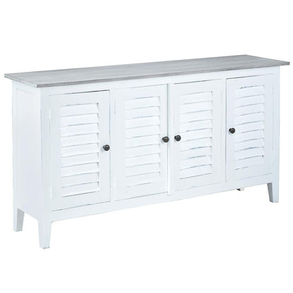 Sunset Trading - Cottage 59in Shutter Door Credenza  - Whitewash | Stonewall Gray - CC-CAB1748TLD-WWSW veiw 1