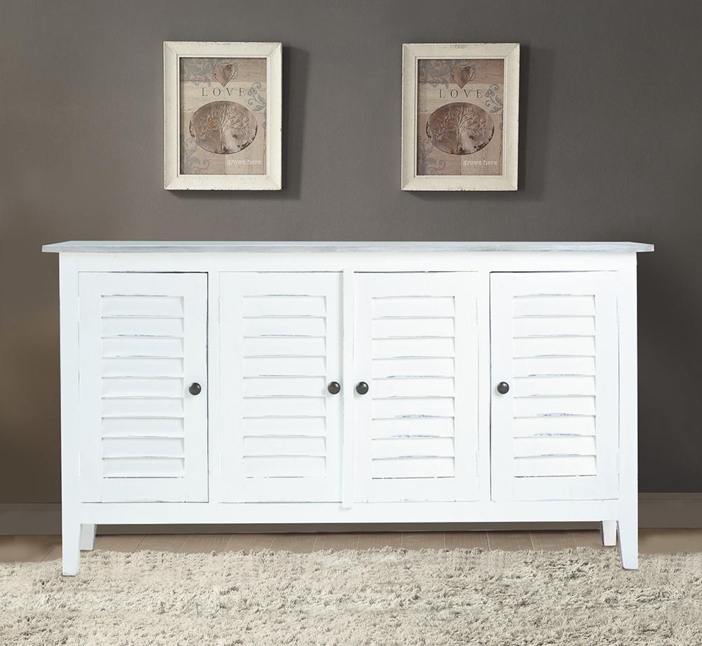 Sunset Trading - Cottage 59in Shutter Door Credenza  - Whitewash | Stonewall Gray - CC-CAB1748TLD-WWSW veiw 2