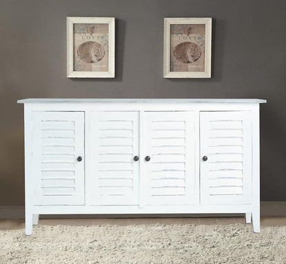 Sunset Trading - Cottage 59in Shutter Door Credenza  - Whitewash | Stonewall Gray - CC-CAB1748TLD-WWSW veiw 2