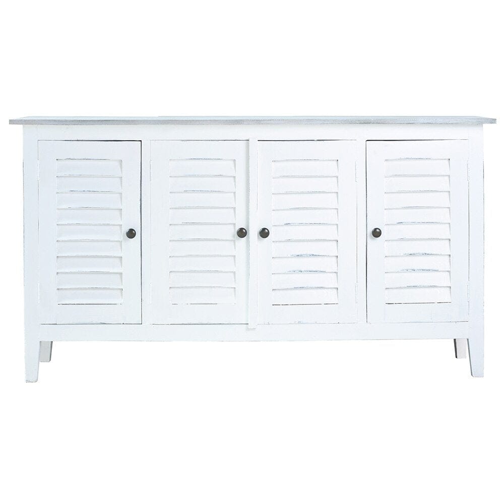 Sunset Trading - Cottage 59in Shutter Door Credenza  - Whitewash | Stonewall Gray - CC-CAB1748TLD-WWSW veiw 3