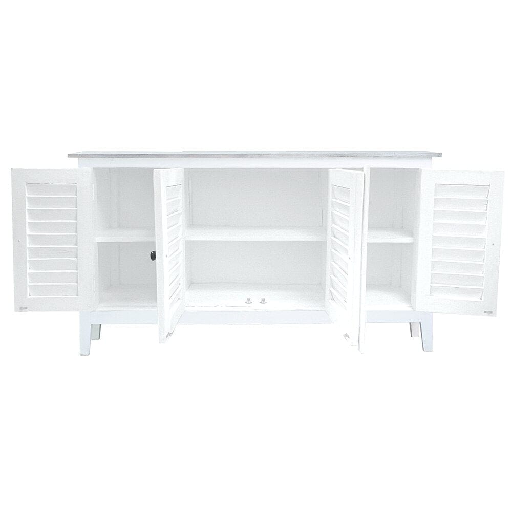 Sunset Trading - Cottage 59in Shutter Door Credenza  - Whitewash | Stonewall Gray - CC-CAB1748TLD-WWSW veiw 4