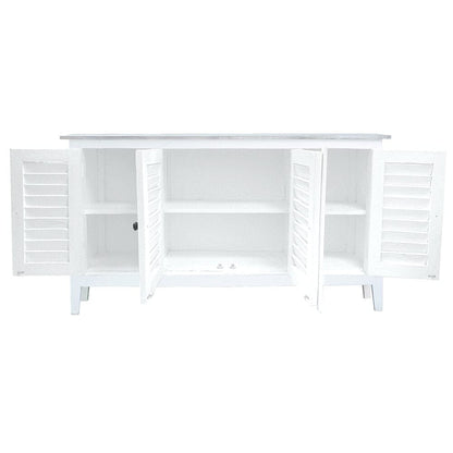 Sunset Trading - Cottage 59in Shutter Door Credenza  - Whitewash | Stonewall Gray - CC-CAB1748TLD-WWSW veiw 4