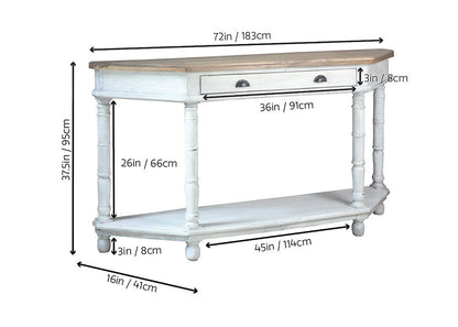 Sunset Trading - Cottage 72in Display Table  - Vintage White | Salvage Brown - CC-TAB241TLD-VWSV veiw 8