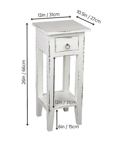 Sunset Trading - Cottage Narrow Side End Table  - Distressed White - CC-TAB1792LD-WW veiw 6