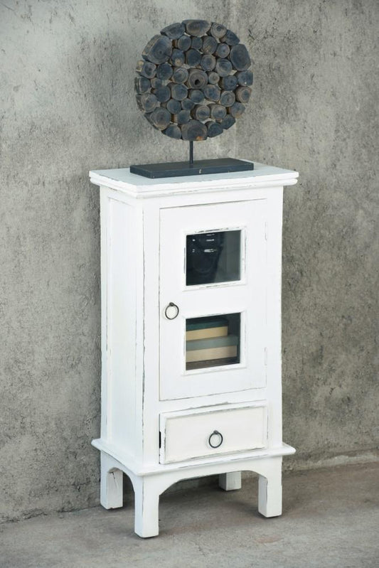 Sunset Trading - Cottage One Door End Table - Drawer - Nightstand - Distressed White - CC-CHE324LD-WW veiw 2