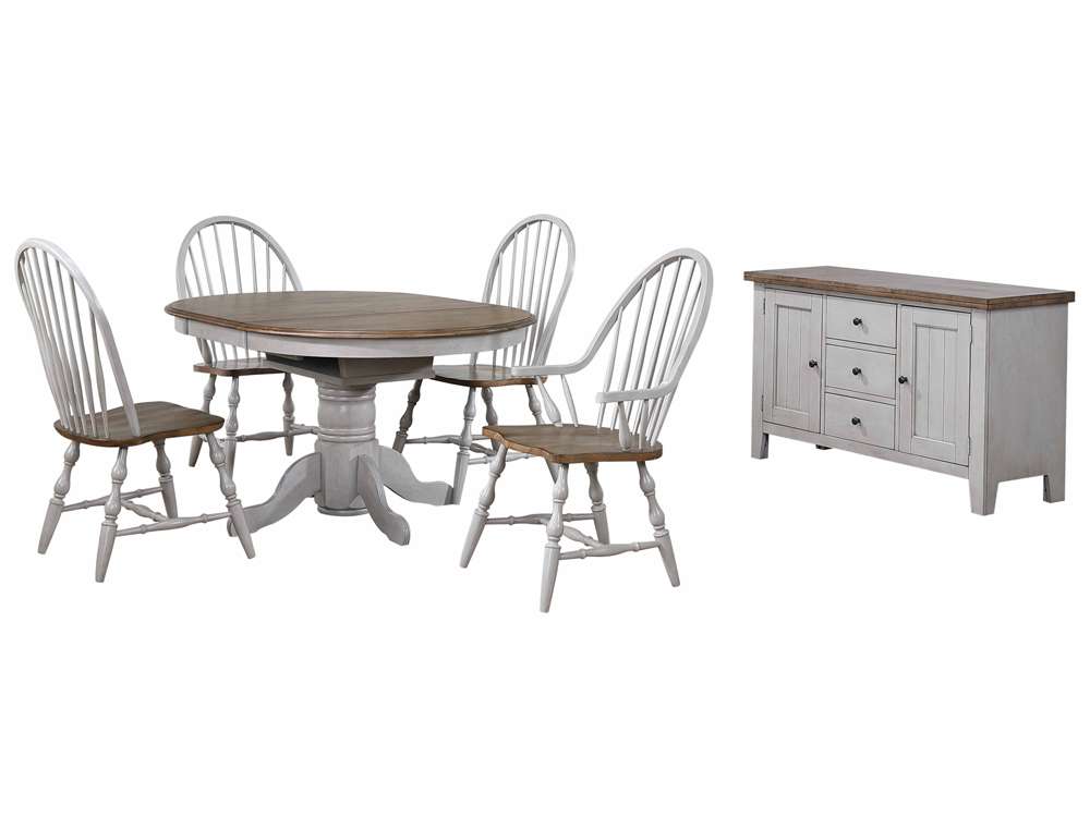 Sunset Trading -  Country Grove 42in Round to 60in Oval Extendable Dining Table Set  - DLU-CG4260-30AGOB6 veiw 1