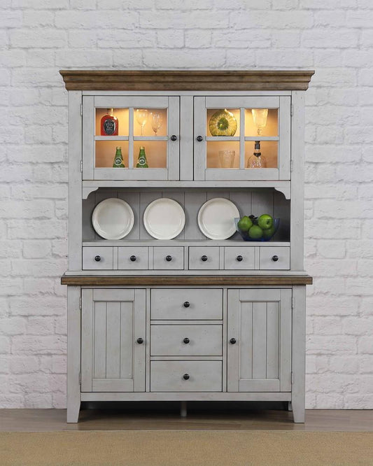 Sunset Trading - Country Grove Buffet and Hutch - Distressed Gray and Brown Wood - DLU-CG-BH-GO veiw 1