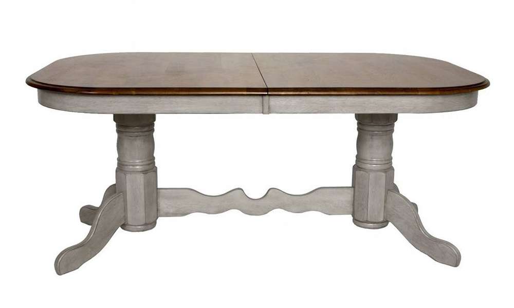 Sunset Trading - Country Grove 8 Piece Double Pedestal Extendable Dining Table Set - 2 Arm Chairs - Lighted China Cabinet - Distressed Gray and Brown Wood - DLU-CG4296-30AGOBH8 veiw 3