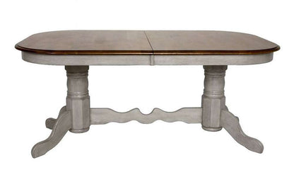Sunset Trading - Country Grove 8 Piece Double Pedestal Extendable Dining Table Set - 2 Arm Chairs - Lighted China Cabinet - Distressed Gray and Brown Wood - DLU-CG4296-30AGOBH8 veiw 3