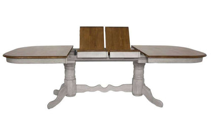 Sunset Trading - Country Grove 8 Piece Double Pedestal Extendable Dining Table Set - 2 Arm Chairs - Lighted China Cabinet - Distressed Gray and Brown Wood - DLU-CG4296-30AGOBH8 veiw 4