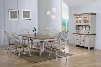 Sunset Trading - Country Grove 8 Piece Double Pedestal Extendable Dining Table Set - 2 Arm Chairs - Lighted China Cabinet - Distressed Gray and Brown Wood - DLU-CG4296-30AGOBH8 veiw 5