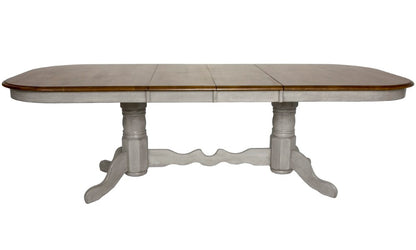 Sunset Trading - Country Grove Double Pedestal Extendable Dining Table - Distressed Gray and Brown Wood - DLU-CG4296-GO veiw 1