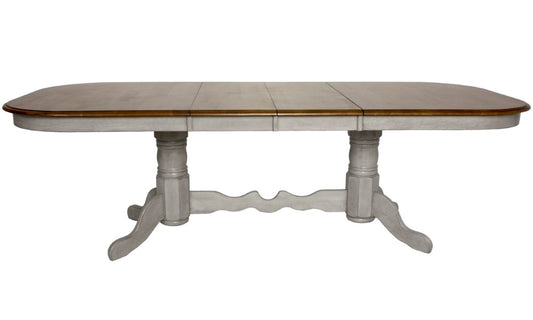 Sunset Trading - Country Grove Double Pedestal Extendable Dining Table - Distressed Gray and Brown Wood - DLU-CG4296-GO veiw 1
