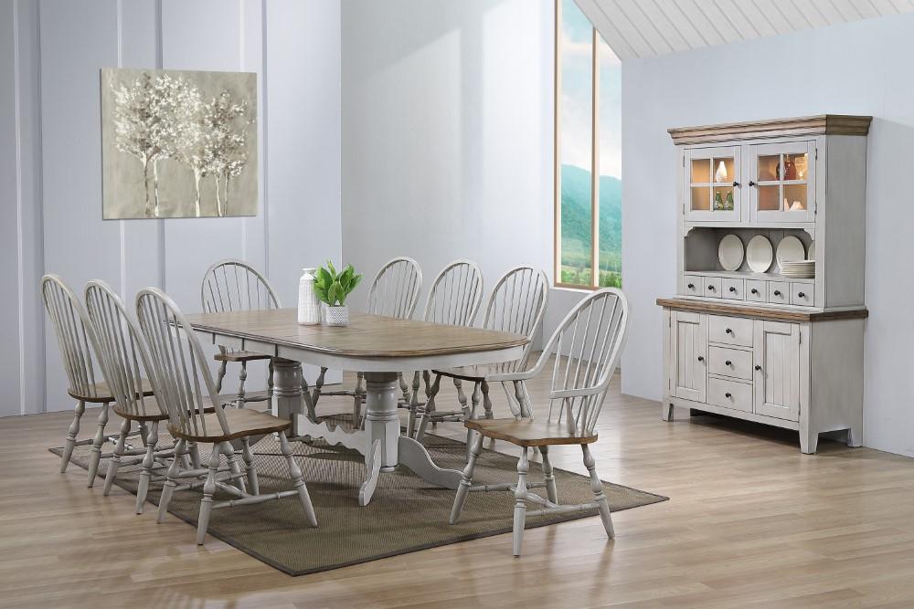 Sunset Trading - Country Grove 10 Piece Double Pedestal Extendable Dining Table Set - 2 Arm Chairs - Lighted China Cabinet - Distressed Gray and Brown Wood - DLU-CG4296-30AGOBH10 veiw 5