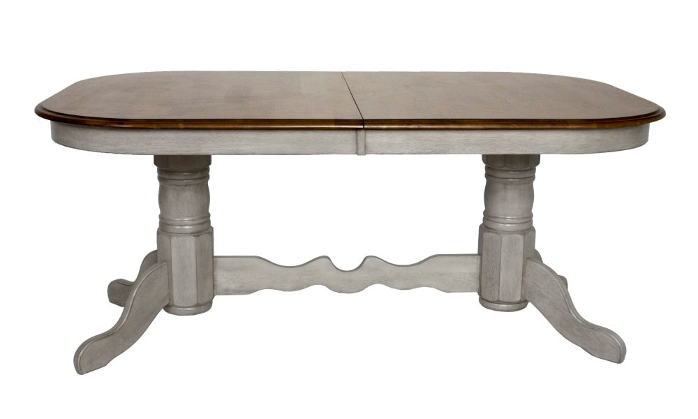 Sunset Trading - Country Grove 10 Piece Double Pedestal Extendable Dining Table Set - 2 Arm Chairs - Lighted China Cabinet - Distressed Gray and Brown Wood - DLU-CG4296-30AGOBH10 veiw 7