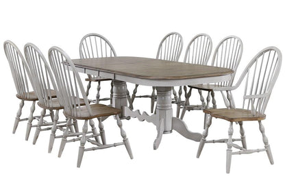 Sunset Trading - Country Grove 9 Piece Double Pedestal Extendable Dining Table Set - 2 Arm Chairs - Distressed Gray and Brown Wood - DLU-CG4296-30AGO9 veiw 1