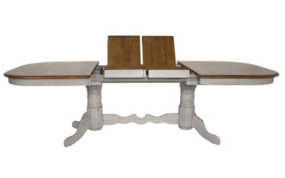 Sunset Trading - Country Grove 9 Piece Double Pedestal Extendable Dining Table Set - 2 Arm Chairs - Distressed Gray and Brown Wood - DLU-CG4296-30AGO9 veiw 4