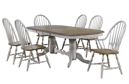 Sunset Trading - Country Grove 7 Piece Double Pedestal Extendable Dining Table Set - 2 Arm Chairs - Distressed Gray and Brown Wood - DLU-CG4296-30AGO7 veiw 1