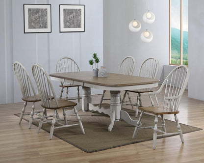 Sunset Trading - Country Grove 7 Piece Double Pedestal Extendable Dining Table Set - 2 Arm Chairs - Distressed Gray and Brown Wood - DLU-CG4296-30AGO7 veiw 3