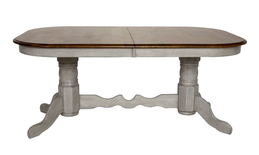 Sunset Trading - Country Grove 7 Piece Double Pedestal Extendable Dining Table Set - 2 Arm Chairs - Distressed Gray and Brown Wood - DLU-CG4296-30AGO7 veiw 5