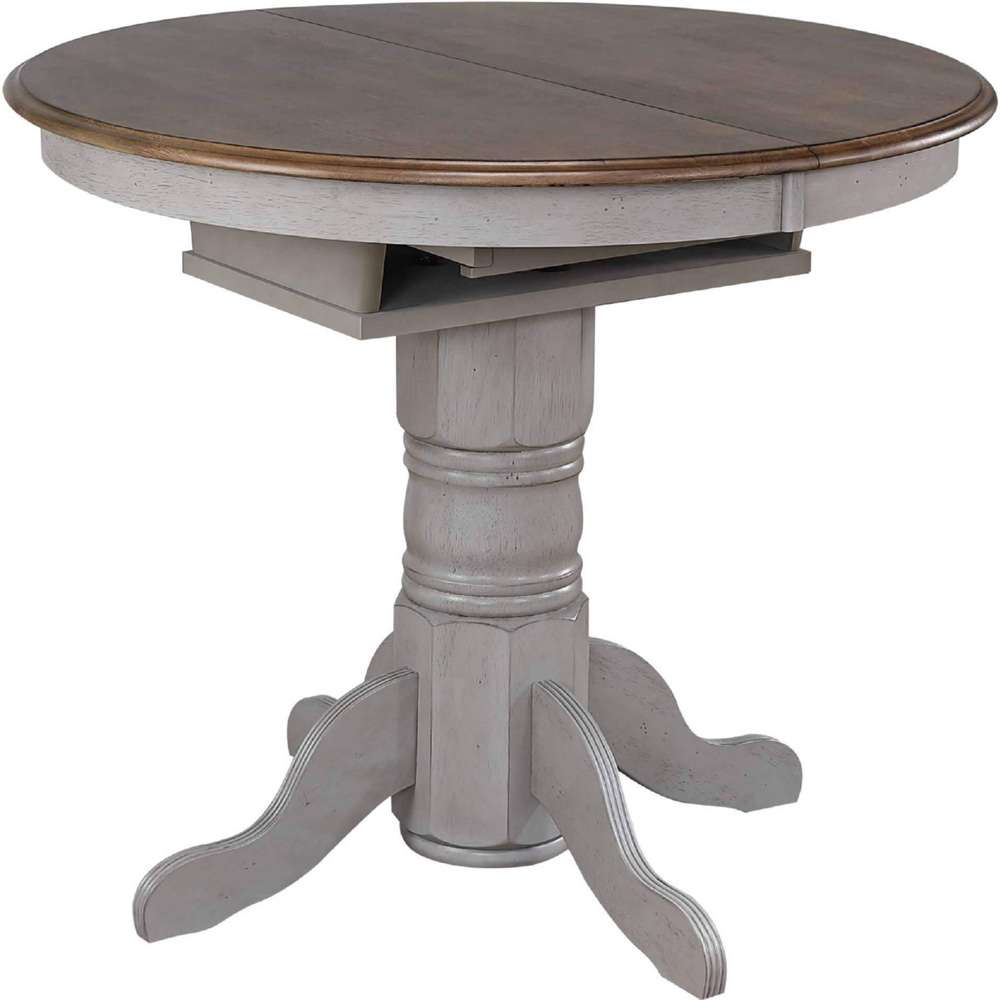 Sunset Trading - Country Grove 6 Piece Round or Oval Extendable Pub Table Set - 4 Barstools with Arms - Lighted China Cabinet - Distressed Gray and Brown Wood - DLU-CG4260CB30AGOBH6 veiw 2